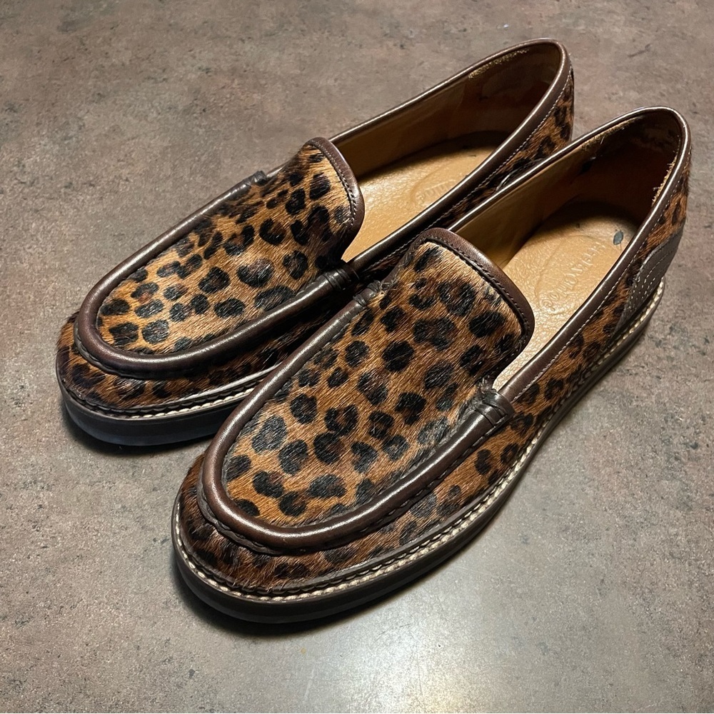 See by Chloe leopard calf hair loafers